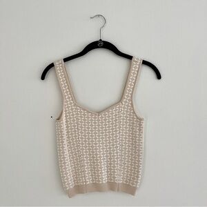Abercrombie Cropped Tank Top with a Cream/Tan Pattern, Size Small